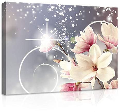Forwall Leinwand Bilder - Abstrakt Blumen Magnolie 3D Magie - 70x50 cm | Leinwandbilder, Bild auf leinwand, Wandbild XXL groß Wandbilder für Wohnzimmer Schlafzimmer Wohnzimmerbilder