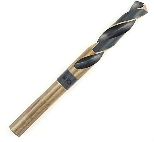 COMOWARE 3/4 Reduced Shank Drill Bit, HSS M2, Black & Gold Drill Bit with 3-Flat 1/2 Shank, 135° Split Point, Metal Drills Bits for Steel/Aluminum/Iron/Plastic/Wood, for Electricians & DIY