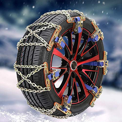 SUNWAN Schneeketten für den Winter, Anti-Rutsch-Reifen, tragbar, legierter Stahl, separate, einstellbare Notfall-Traktion, 8 Stück