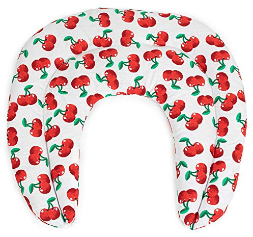 Bio-Dinkel Nackenhörnchen mit Kammern cherry-white. Nackenkissen. Dinkelkissen. Wärmekissen