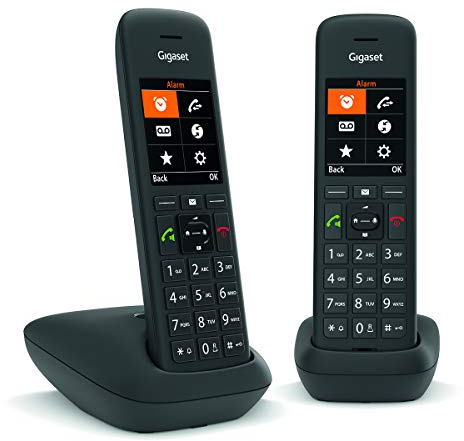 Gigaset C575 Duo - Téléphone fixe sans fil avec grand écran rétro-éclairé couleur, fonctions mains libres et blocage d'appels - 2 combinés - Noir [Version Française]