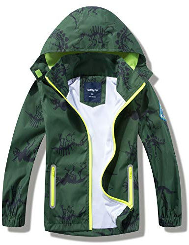 IjnUhb Boys Rain Jacket with Detachable Hood Lightweight Raincoats for Kids Windbreaker