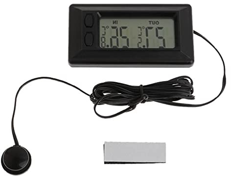 Zhichy Jauge d'humidité, thermomètre de voiture avec écran LCD numérique pour intérieur et extérieur avec câble de 1,5 m