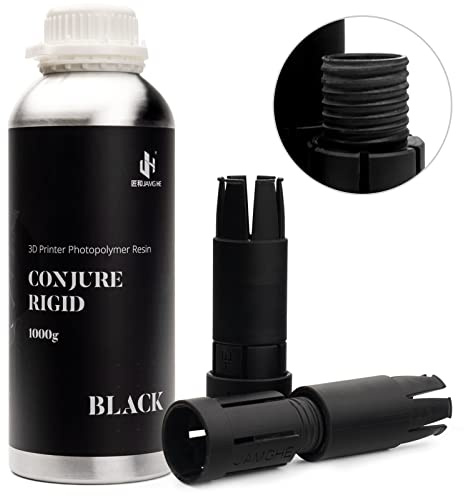 Conjure Rigid Harz Schwarz 1 kg für 3D Drucker | Technisches Harz für funktionale Gadgets, Geringe Schrumpfung, Gelenkfiguren, 405 nm, Schwarz, 1000 g