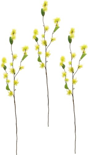 Kunstzweig Zaubernuss mit Blüten Hamamelis Kunstast Dekoast Dekozweig Äste AST Zweige Blumenzweige Künstlicher Kunstblume Frühlingsdeko Einzelblume Knospen Weidekätzchen Floristik Kunstpflanzen