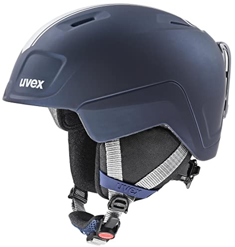 uvex heyya pro, casco da sci leggero per bambini, regolazione individuale delle dimensioni, aerazione ottimizzata, race midnight, silver matt, 54-58 cm