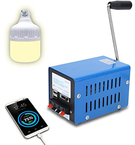 Bewinner F20 Portable Hand Crank Generator, 3V-15V Dual USB Ports Manual Emergency Generators Charger for Outdoor Camping Survival, 20W Large Outpu