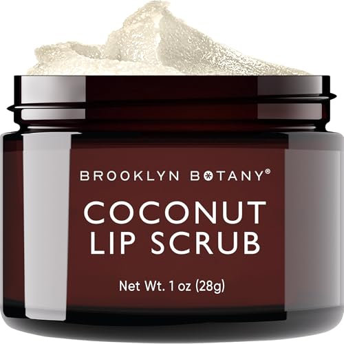 Brooklyn Botany Exfoliant à lèvres 28 g – Hydratant pour les lèvres sèches et gercées – Exfoliant doux pour les lèvres lisses et plus lumineuses – Saveur noix de coco