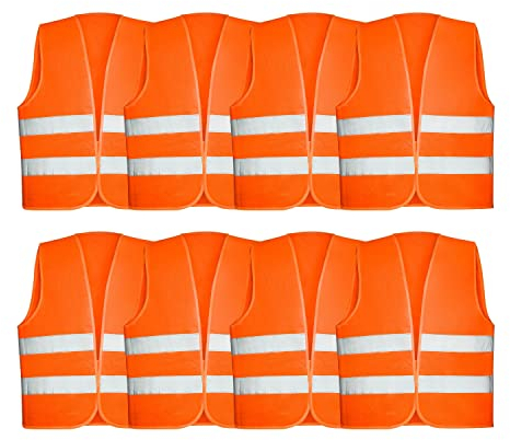 Kuglo Albrecht Auto Warnwesten 4 Stück orange EN ISO 20471 - PKW Pannenweste 2022 Unfallweste Sicherheitsweste reflektierend LKW, Motorrad, Baustellenfahrzeuge