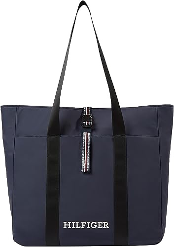 Tommy Hilfiger Herren Tote Bag Tasche mit Reißverschluss, Mehrfarbig (Space Blue), Einheitsgröße
