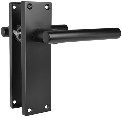 HANDLESTORE T-Bar Lever Backplate Door Handle | Black Door Handles | Latch, Lock or Bathroom 150mm x 42mm Backplate (Latch)