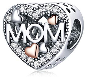 Mom Charms Anhänger für Pandora Armbänder,925 Sterling Silber Herz Zirkonia Bead Charm,Schmuck Geschenk für Frauen Mädchen
