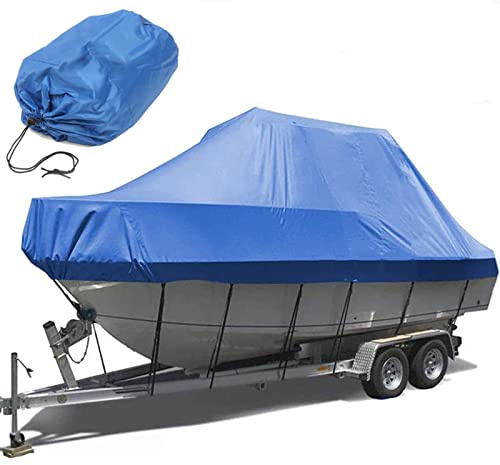 ELVONS 11-27 Fuß Abdeckplanen FüR Boote Staub- Und ReißFest 420d Bootspersenning KajüTboot Geeignet FüR Schutz Im Freien Im Winter Mit Aufbewahrungstasche,Blau,11~13ft(450cm*215cm)