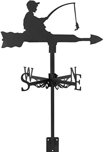 Girouette de pêche en métal simple et robuste pour toit de toit, girouette en fer, girouette de toit, outils de mesure, girouette décorative en métal. Pour décoration de jardin ou de toit