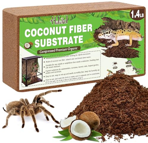 Halatool 1.4LB Coconut Fiber Substrate for Reptile Bedding, Natural Coconut Husk Substrate for Snake Tarantula Enclosure Tortoises Habitat Spider Leopard Gecko Tank, Fill 2.1 Gallon Terrarium