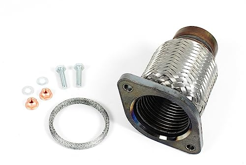 Katalysator Flexrohr Reparaturrohr Auspuff Hosenrohr Durchmesser: 60,5mm Länge:145mm 7574916 Edelstahlgewebe Flexstück inkl. Dichtsatz Dichtring und Schrauben für 1er / 3er E81 E87 E88 E90 E91 E92 E93