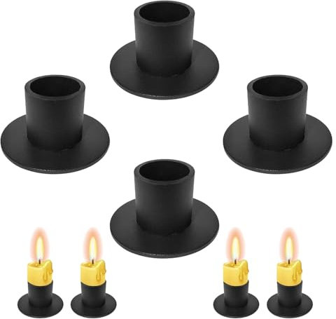 4 Stück Schwarz Kerzenhalter,Metall-Kerzenhalter, Retro-Kerzenständer, Geburtstag Kerzenständer,für Hochzeit Halloween Thanksgiving Weihnachten Hochzeit
