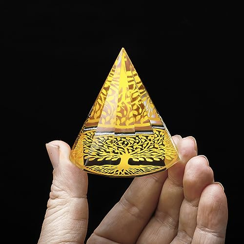 HXSCOO 60 mm Kristallkegelform-Pyramiden-Briefbeschwerer, klare Glaspyramide for Meditation, Heimbüro-Kunstdekoration