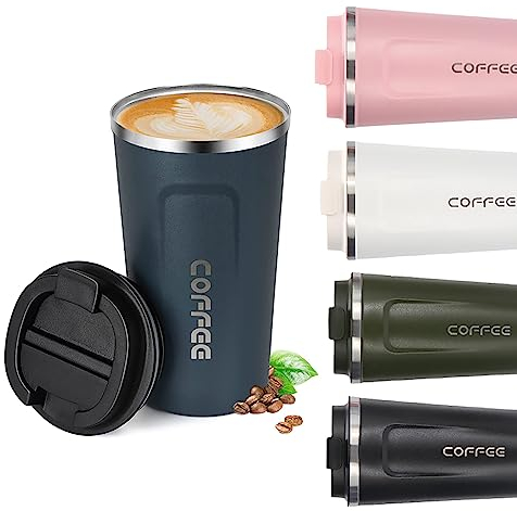 Senshuomy Travel Coffee Mug Spill-Proof,Insulated Coffee Mug to Go,Coffee Tumbler,Reusable Coffee Cups with a Sealed Lid,Thermos Cup to Keep Hot/Ice Coffee,Tea and Beer(Blue/380ML)