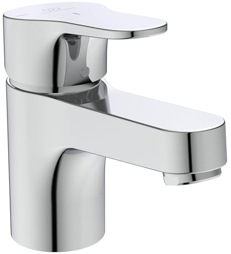 Ideal Standard BD395AA Cerabase Waschtischarmatur H60, mit Zugknopf-Ablaufgarnitur, Ausladung 10,6 cm, BlueStart, Chrom