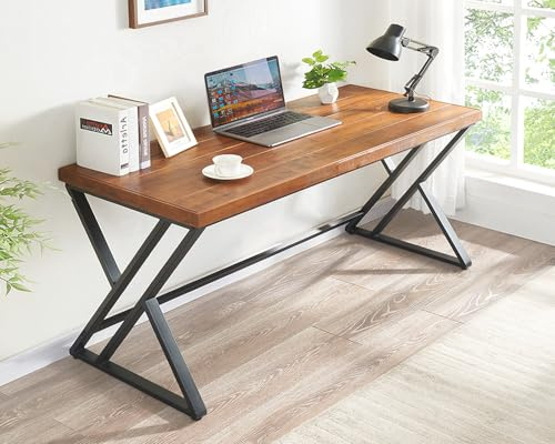 FurniChoi Scrivania per Computer Scrittoio in Legno Massello, 55 Pollici