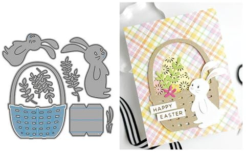 Stanzschablonen mit Osterhasen und Korb, für Kartenherstellung, Metall-Stanzformen, Prägepapier-Stanzformen für Scrapbooking, DIY, Album, Kartenherstellung