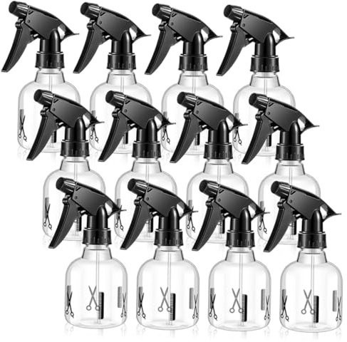 Angoily Pulverizador De Agua Para Cabello y Peluquería 12 Unidades 250 Ml Transparente Herramienta De Peinado Para Peluqueros y Salones De Belleza Uso Profesional