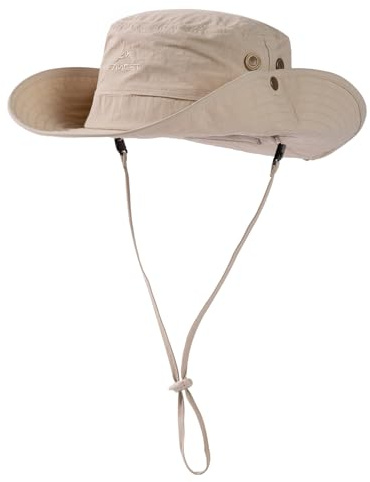 Comhats Sonnenhut Damen UV Schutz 50 mit Pferdeschwanzloch Faltbar wasserdichte Safari Hut Herren Outdoor Wanderhut Boonie Hat Breitkrempe tropenhut Sonnenhut zum Angeln Hellbeige M 54-57CM