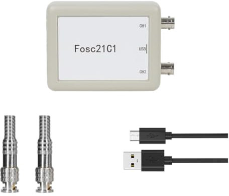 Suoumwa Fosc21C1 Osciloscopio para PC USB de 2 Canales Frecuencia de Muestreo de 1 Mhz Osciloscopio Portátil Desarrollo MCU