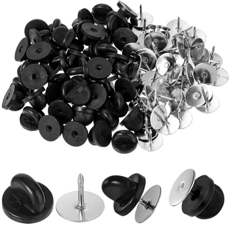 50 set fjärilsstift baksida med stiftstängning gummi slips tack pin baksida med säkerhetsnål fjäril koppling för nålar hattar märke uniform gör-det-själv smyckestillverkning