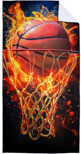 Violetpos Basketball Strandtuch 90x180 cm Schnell Trocknende Badetuch Sandfrei Handtuch Strandhandtuch Strandtücher Groß Badehandtuch Tragbares Handtücher Leichtes und Dünnes Sportthema
