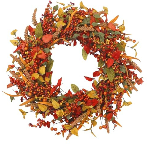 Türkranz Herbsts, Herbstkränze Für Die Haustür, Ahornblatt Beere Türkranz, Künstliche, Modern Groß Autumn Decor, Türdeko Deko Fall Wreath Für Haustür Outdoor Tisch Außen