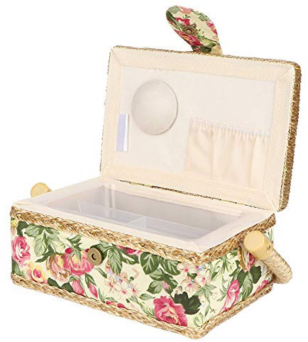 Kleiner Näh-Aufbewahrungskasten für den Haushalt, Nähkorb, Stoff-Nähkorb, Fadennadel-Aufbewahrungsbox, Nähkorb mit Stoffmaterial, Haushalts-Näh-Aufbewahrungskorb (pastorale Rose)