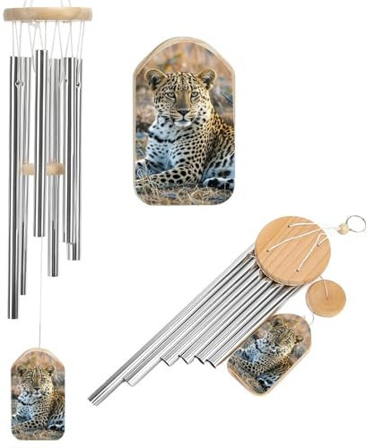 Windspiel mit Leopardenmuster für draußen, einzigartige Aluminiumröhren, Gedenk-Windglocke, groß, tiefer Ton, Windspiel für Terrasse, Garten, Dekoration, Geschenk für Mutter, Frauen, Nachbarn