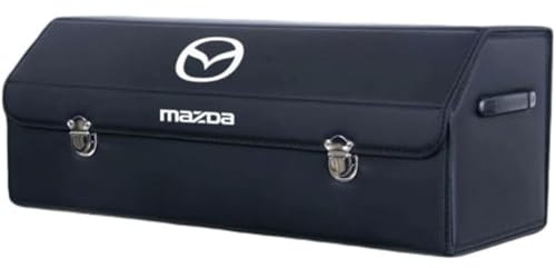 MANQII Kofferraum Organizer für Mazda CX-60 2022 2023, Leder Kofferraum Aufbewahrungsbox Teilt Faltbarer mit Deckel Wasserdichtes Innenraum Zubehör,A/Black-L(75X31X29CM)
