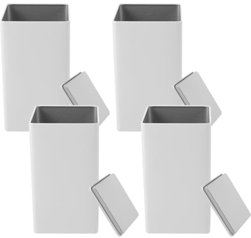 Warmhm 4Pcs Tinplate Storage Jars with Lid Loose Tea Holder and Coffee Airtight Container Small Tinplate can for Beans Sugar Kitchen Organisation Large Mouth Opening 5.98 X 3.35 X 3.35 in