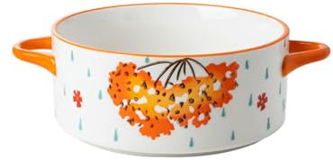 Home Creative - Cuenco de sopa de doble oreja, vajilla japonesa de cerámica, 18,4 cm, árbol amarillo pequeño (sin tapa)