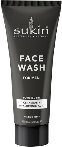 Sukin - Men Face Wash - Natural Daily Face Wash Men with a Mix of Ceramides, Baobab Extract, Tasmanian Pepper, Hyaluronic Acid, Aloe Vera and More - For all Skin Types - 125ml