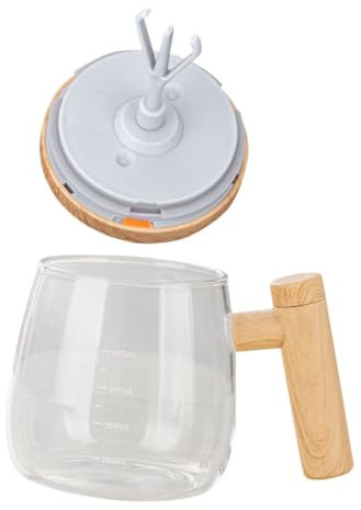 COLLBATH Electric Mixing Mug Self Stirring Coffee Cup Automatic Stir Mug Wood Handle for Hot Beverages