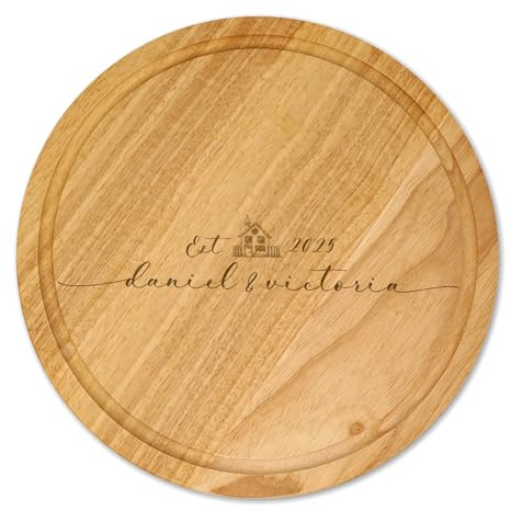 Personalised New Home 1 Engraved Round Wooden Chopping Board Cheese Board Serving Board Cutting Novelty Gift Birthday Christmas Housewarming Wedding