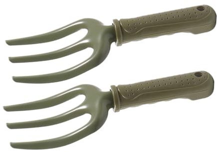Toddmomy Lot de 2 Fourches de Jardinage en à Dents Outils à Main pour Désherber Ameublir Sol Utilisation pour Plantes et Fleurs