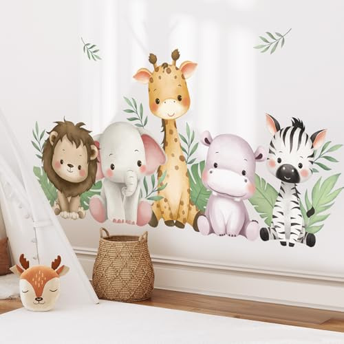 SHUCHING Wandtattoo Dschungel Tiere für Baby | Wandsticker Safari Tiere, Selbstklebend Wandaufkleber für Kinderzimmer Babyzimmer