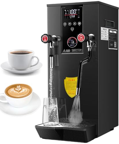 lilishangmao Espumador De Leche Profesional De 12 L - Hervidor De Vapor De Alta Capacidad De 2500 W, Pantalla Digital De Temperatura del Agua Y De La Taza, Acero Inoxidable para Cafeterías Black
