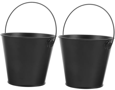 Alasum Seau Récupérateur De Graisses Noir pour Barbecue, Bac Collecteur D'huile 2 Pièces 8x10,5x12 Cm, Métal Résistant Haute Température, Accessoire La Cuisine Grill Et Friture