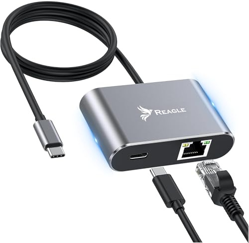Reagle USB-C auf Ethernet Adapter LAN RJ45, Netzwerkadapter, Netzwerkarte, SuperSpeed USB 3.2 Gen 1, 2500 Mb/s, Plug & Play, Aluminiumgehäuse, Kompatibel mit Windows/Mac/Linux