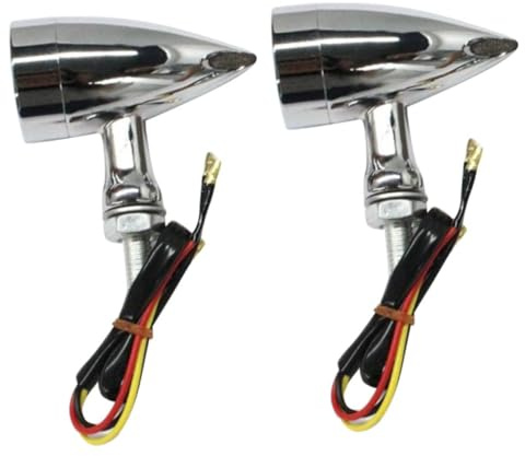 ibasenice Luces de Señalización Retro para Motocicleta Par de Intermitentes LED de Aluminio Bicolor Luz Amarilla Electrochapada Accesorio 12v para Moto Estilo Vintage