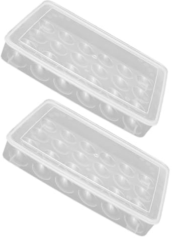 ERINGOGO Bandeja para Huevos Tapa 2 Piezas de Almacenamiento para Refrigerador, Apilable y Fácil de Limpiar, Compartimentos Separados para Ahorro de Espacio en Cocina