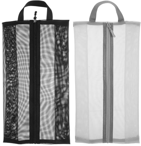 Mikikit 2 St Reseskopåsar med Dragkedja och Handtag Andningsbar Mesh Skopåse för Packning av Sneakers och Högklackat Organiserare för Kvinnor och Män Gym Resväska och Förvaringsskåp
