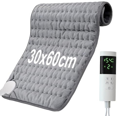 TEOV Heizkissen 30x60cm mit Abschaltautomatik, mit 12 Timer und 20-55℃ Temperaturstufen, Maschinenwaschbar Wärmekissen Elektrische für Rücken, Nacken, Schulter, Bauch