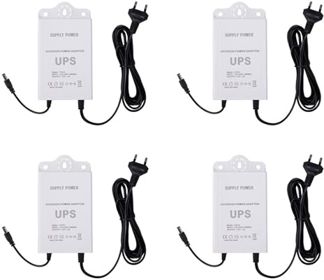 ISTOVO 4X Fuente de Alimentación Ininterrumpida de 12V-2A para WiFi, Enrutador, Módem, Cámara de Seguridad Mini UPS Protector de Respaldo de Batería Enchufe Europeo